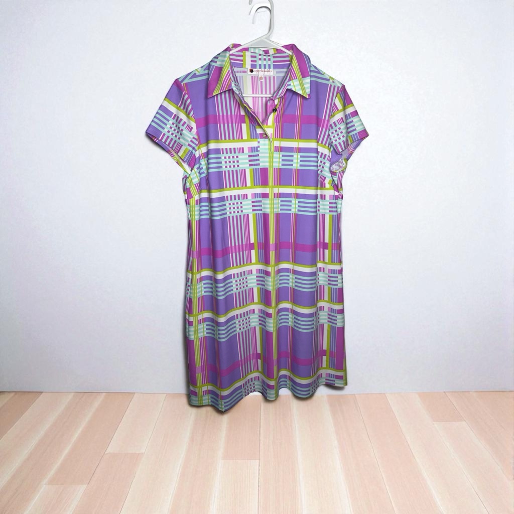 Jude Connally Purple And Green Plaid Mini Dress